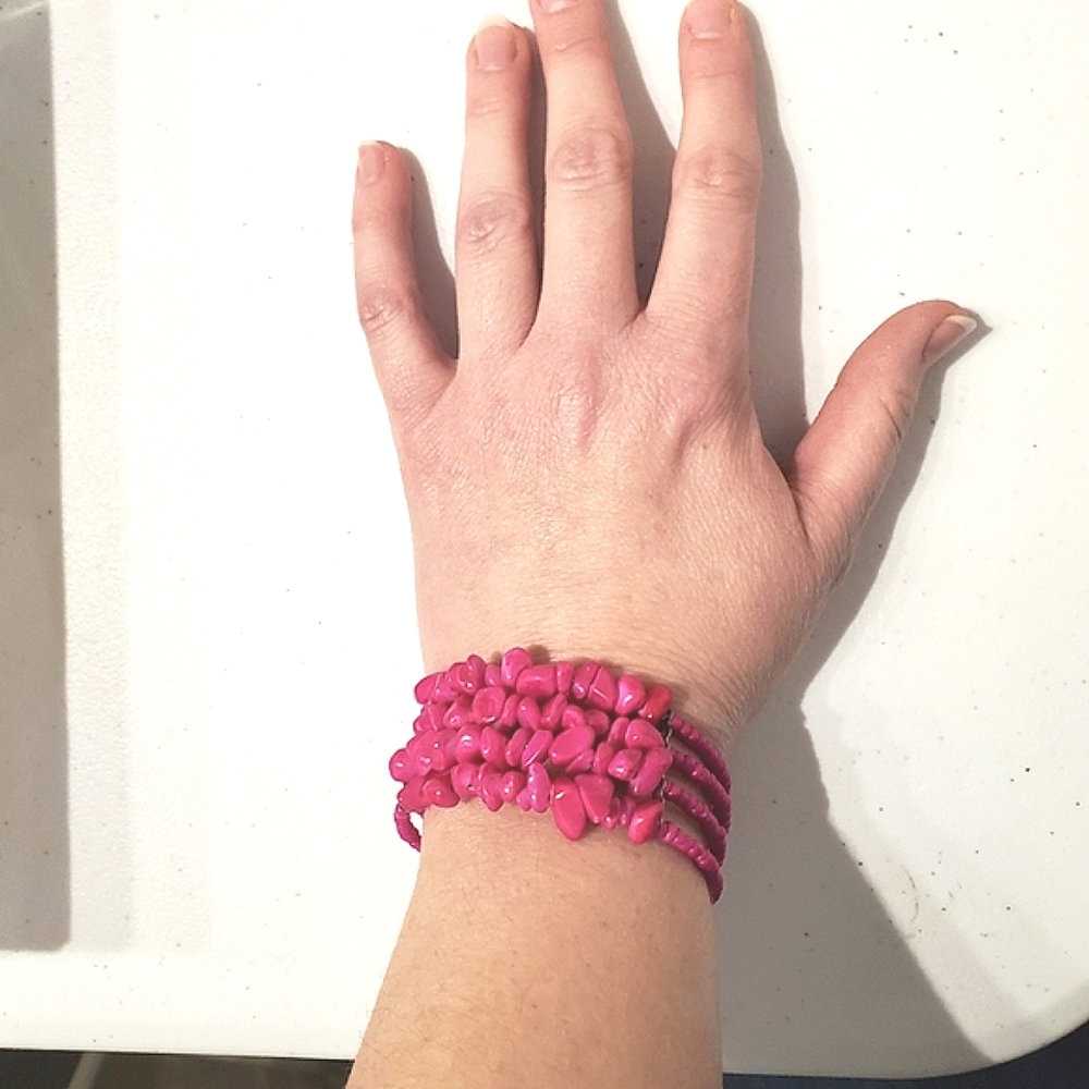 3for$20 Pink seed bead and stone bracelet